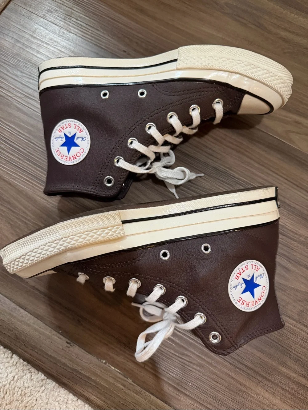 Converse High-Top Sneakers in Dark Brown and White